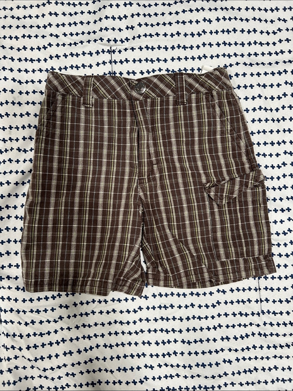 Kids Brown Plaid Cotton Shorts